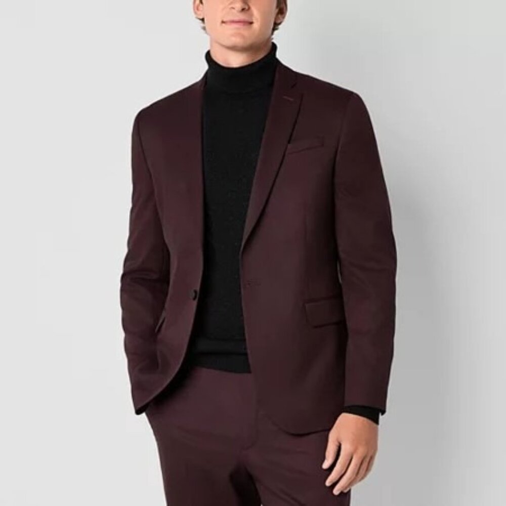 J. Ferrar Mens Slim Fit Suit Jacket, 46 Regular, Red